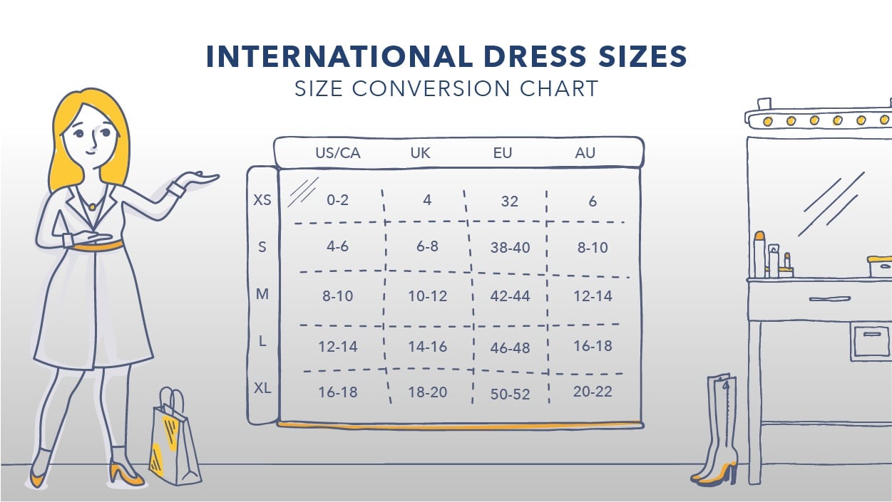 International dress 2024 size chart